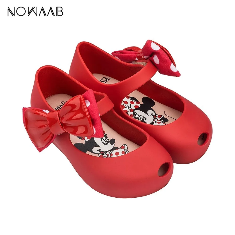 Mini Melissa/оригинальные Ultragirl+ Minnie II, новинка года, пластиковые сандалии для девочек с бантом, детские сандалии Melissa/детские Нескользящие туфли