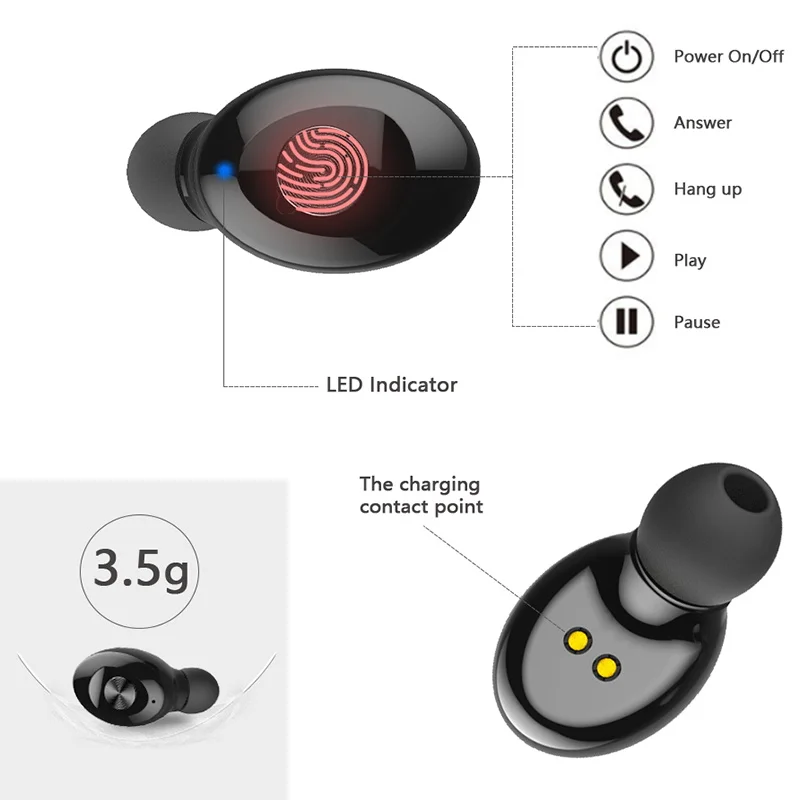 Bluetooth наушники Tws стерео TWS беспроводные с двойным микрофоном и зарядным