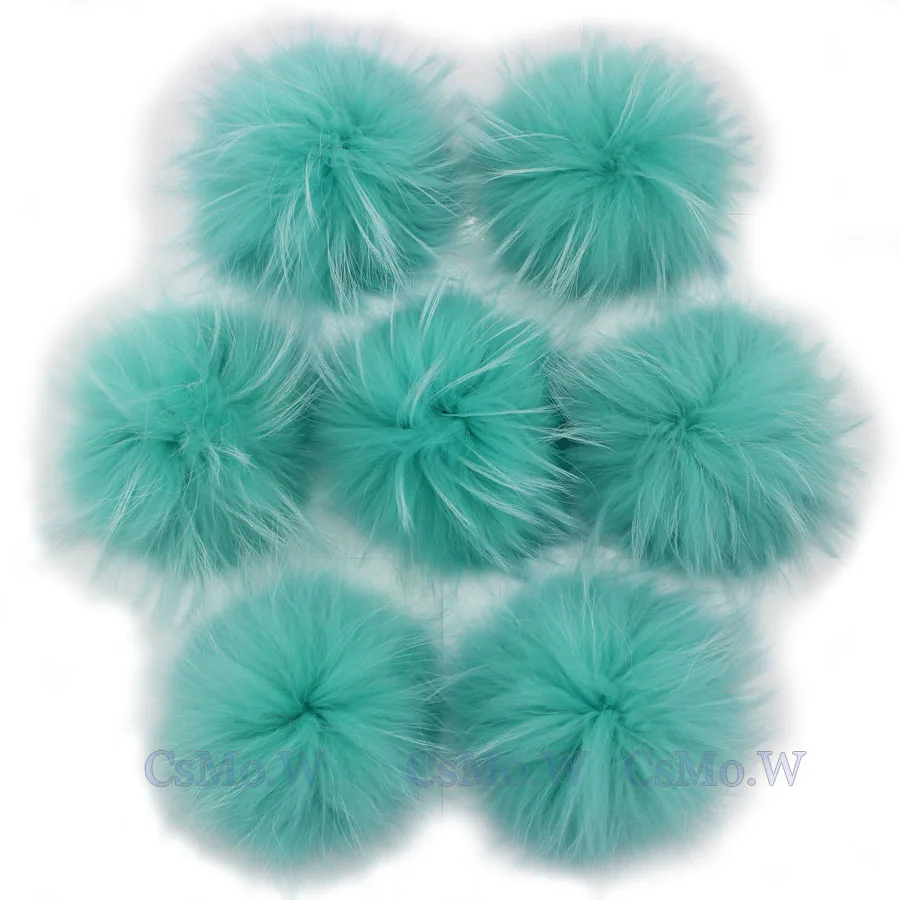 mint green 10 шт./Партия DIY большой размер 15 см DIY настоящие помпоны из лисьего меха енота шарики-Помпоны натуральный мех помпон для шляпа и Сумка Обувь шарфы - Цвет: mint green