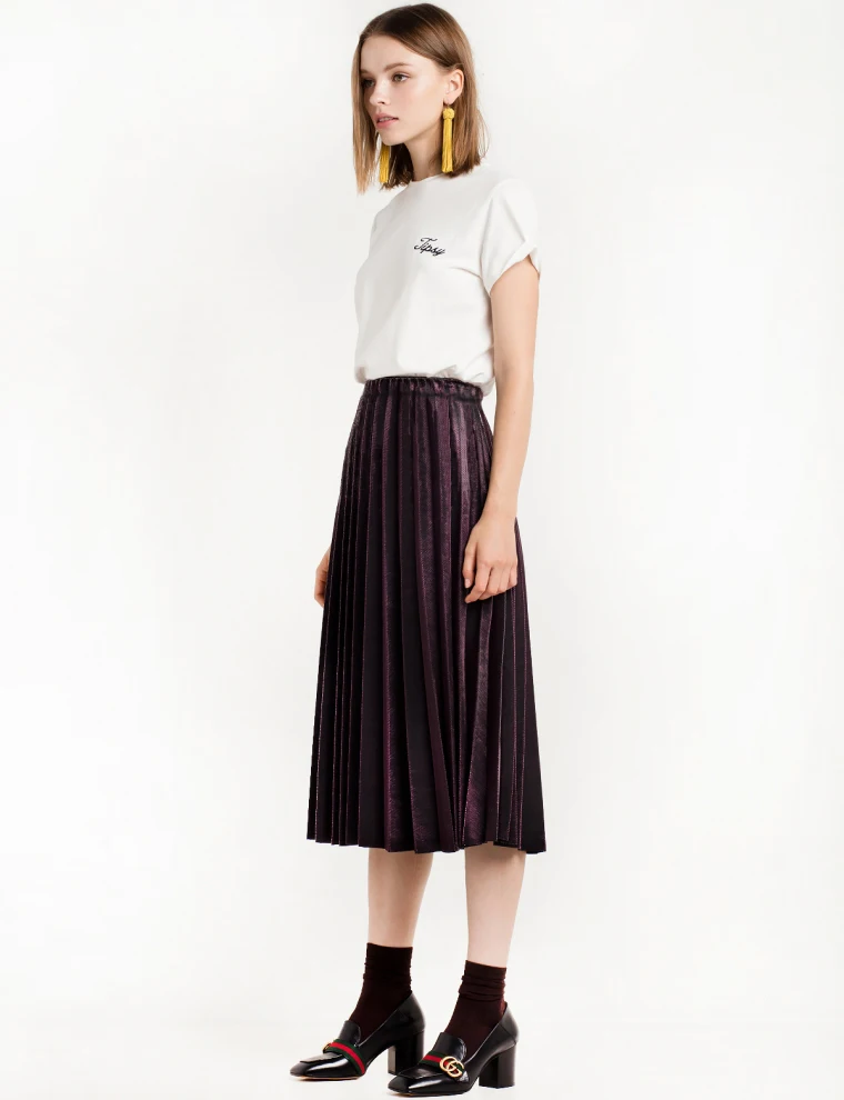 2016 шикарная винтажная Женская плиссированная бархатная юбка с высокой талией