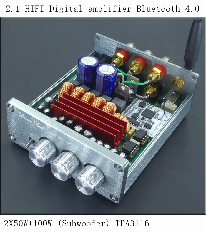 Цифровой усилитель HIFI 2 1 Bluetooth 2. 0 2X50W + 4 W TPA3116 с регулировкой басов CSR8630 без блока