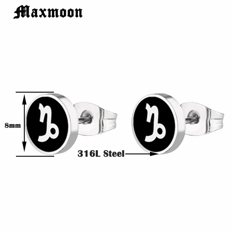 Maxmoon черные бриллиантовые серьги-гвоздики из нержавеющей стали для женщин и