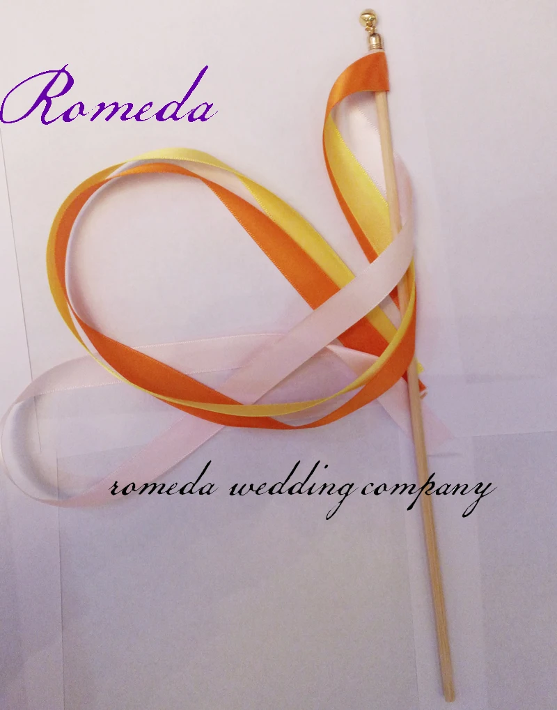3 шт. (белый + желтый оранжевый) цветная лента Свадебная палочки для украшения
