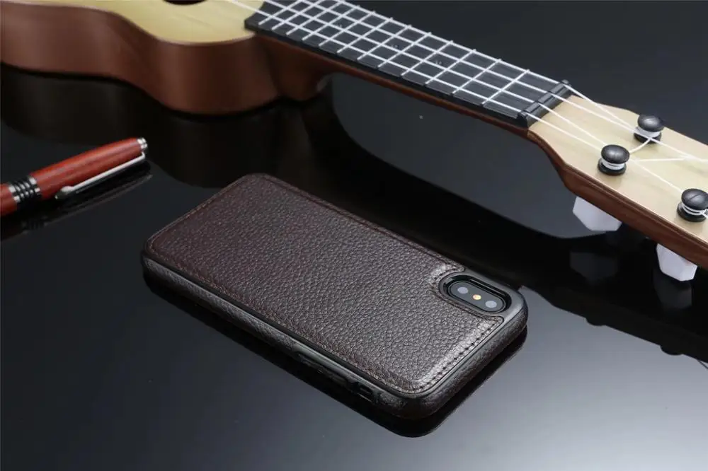 Litchi Grain brown HengLiTai роскошный винтажный Магнитный чехол из искусственной кожи для Apple IPhone X Магнитный чехол для iPhone X Автомобильный держатель для телефона чехол - Цвет: Litchi Grain brown