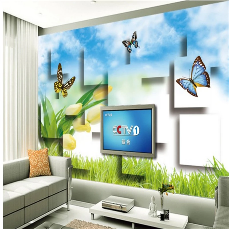 Обои beibehang стерео мечта тюльпан гостиная спальня ТВ фон домашние декоративные