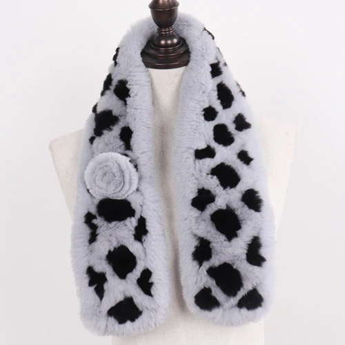 blue grey and black Вязаный Настоящий мех кролика шарф женский зимний натуральный кролик рекс брелок с мехом муфельные женские шарфы из натурального меха шаль - Цвет: blue grey and black