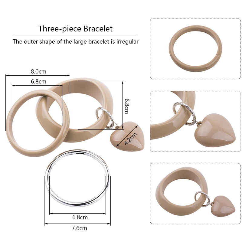 2017 Новая Мода Смола Браслет с Шармом Сердца 3 шт. Набор Браслеты Pulseiras Ювелирные