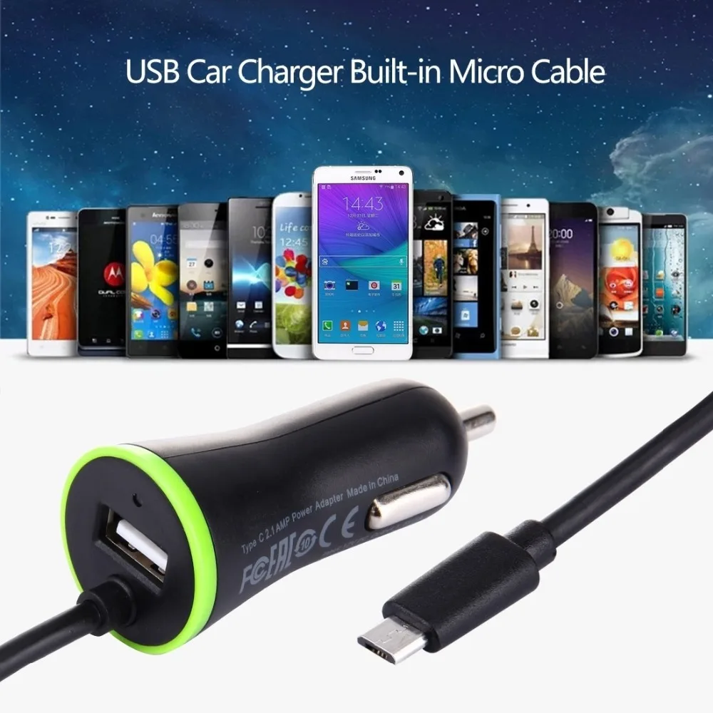 HAWEEL 5V 2.1A микро USB Автомобильное зарядное устройство с пружинным кабелем для Samsung /