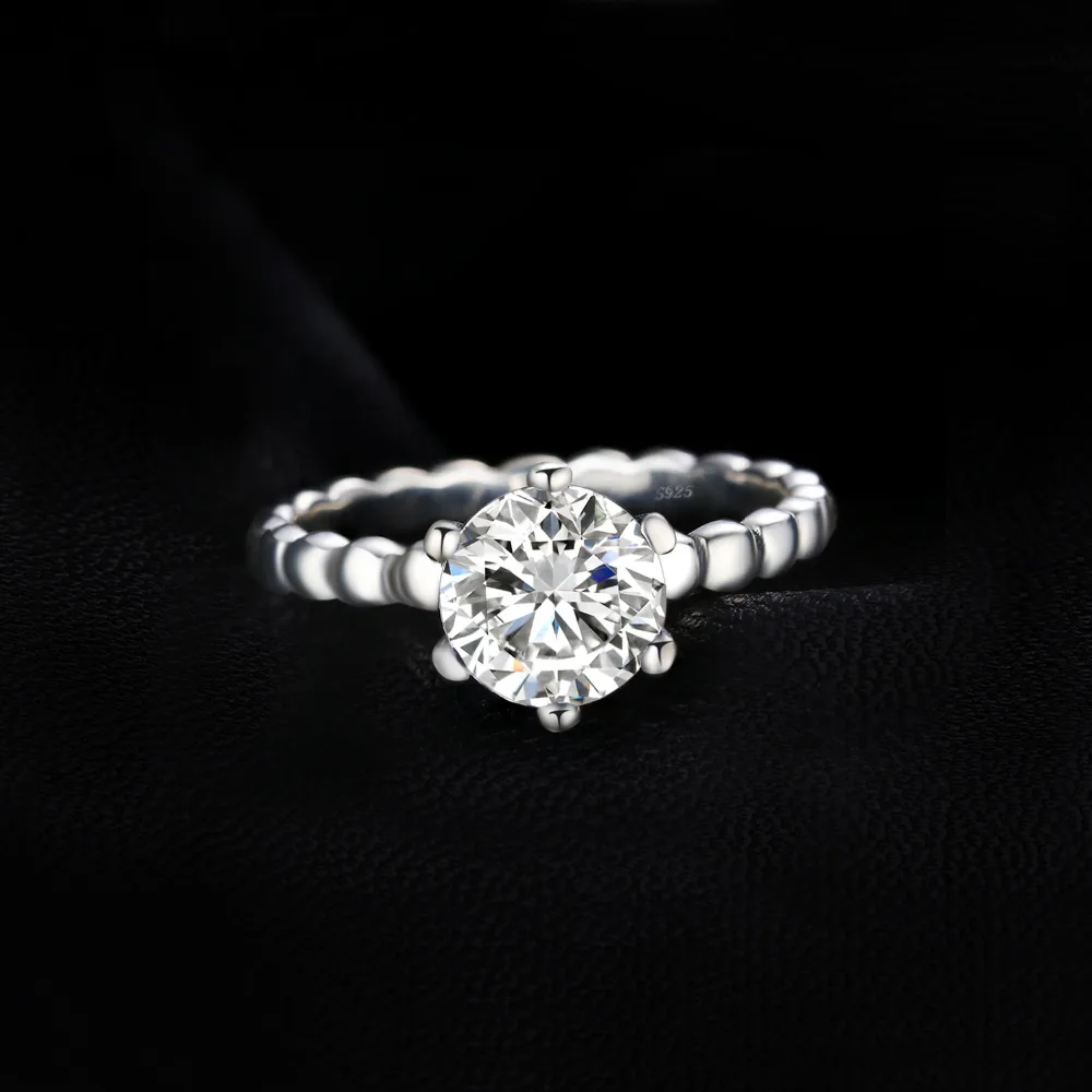 JewelryPalace 925 Sterling Silver Beaded Band 3.4ct Cubic Zirconia Solitaire Engagement Ring New Hot Sale For Women As Gifts | Украшения и