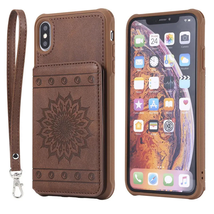 Brown Tikitaka кошелек с рисунками подсолнуха чехол для iPhone 6S 6 Plus XR XS Max 8 Plus держатель кожаный чехол для iPhone7 X 7Plus XS чехол для телефона - Цвет: Brown