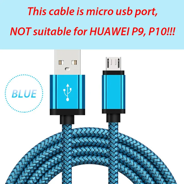 1/2/3 метра микро-usb кабель для зарядки 25 см Япония и Южная Корея микро USB кабель из нейлона длинный кабель для huawei Honor P9 Lite 8x Max P10 Lite Y9 7c 7x - Цвет: Blue Cable Only