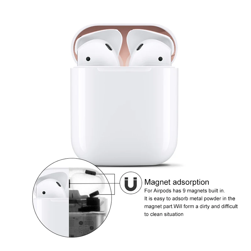 Металлическая Пылезащитная наклейка для Apple AirPods чехол Ультратонкий Аксессуар