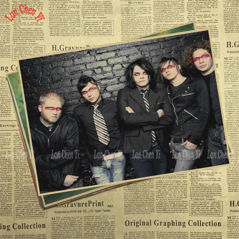 My Chemical Romance Band Классический Ностальгический матовый крафт-бумага плакат офисный подарок столовая домашний Декор стикер дизайн - Цвет: Бургундия