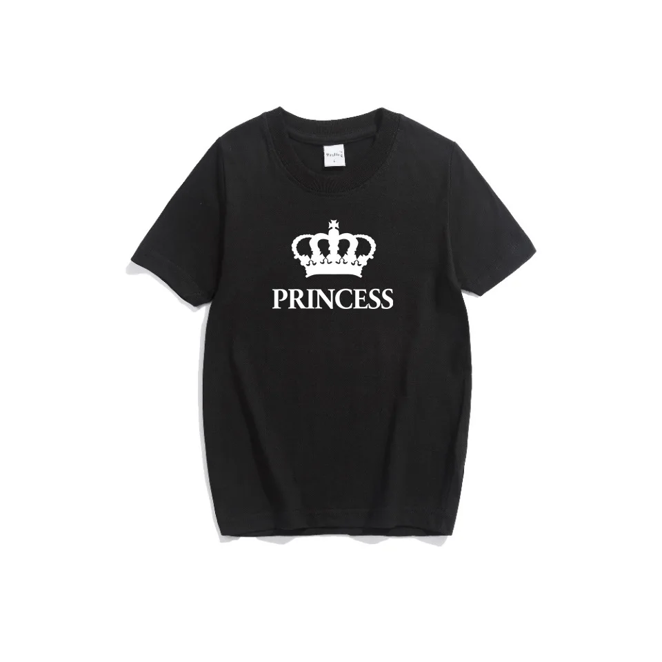 Семейная одежда футболки с принтом KING QUEEN PRINCE и PRINCESS футболка пара пап сыновей для