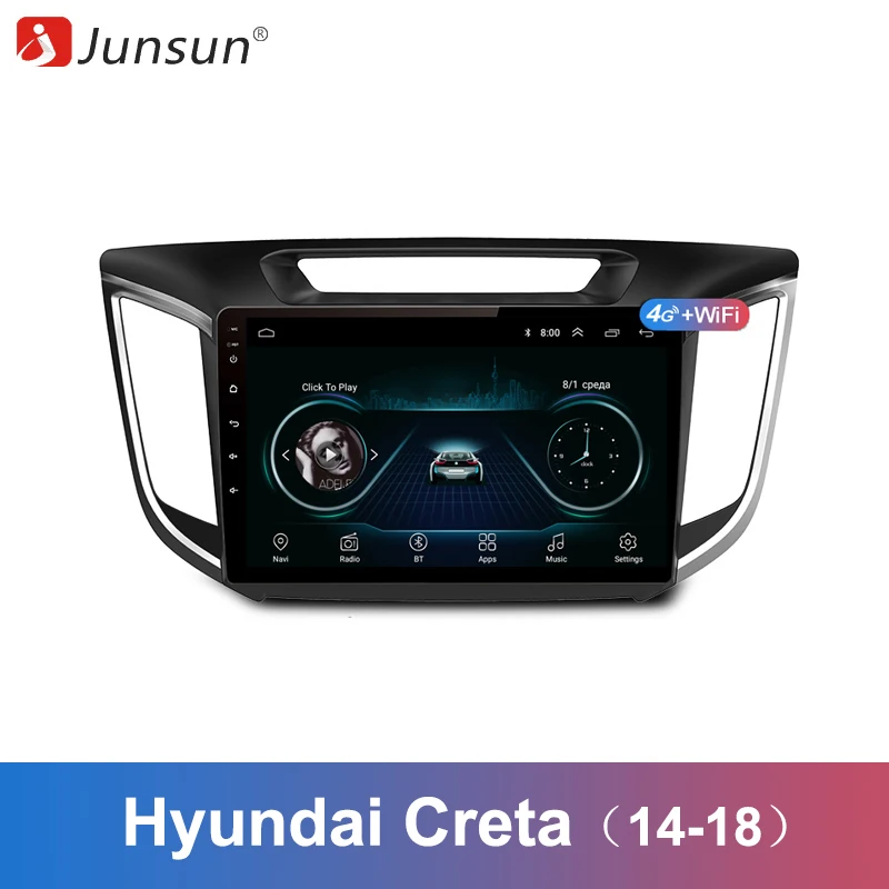 Junsun 2 Din мультимедийный видео плеер Android 8 1 gps навигация радио wifi OBD2 для hyundai ix25 2014 2018
