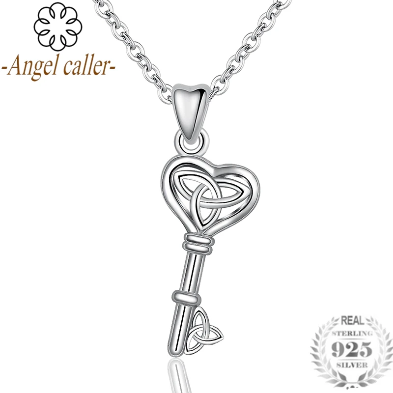 Ожерелье с подвеской Angel Caller Настоящее серебро 925 пробы узлом для женщин и девочек