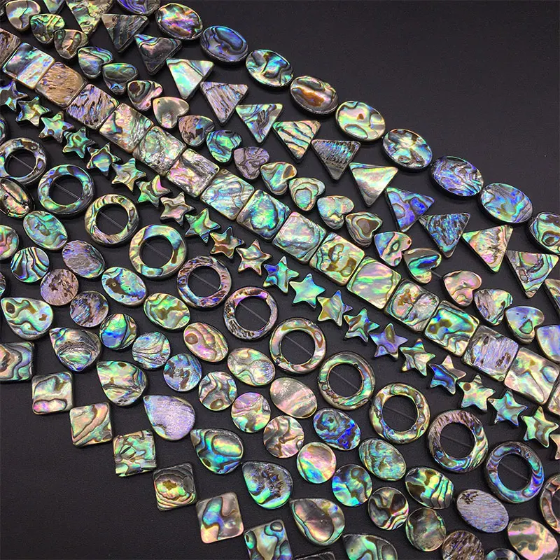 Fashion mixed color A round teardrop-shaped square Natural Abalone Sea Shell Beads for female DIY Jewelry Bracelets Necklaces
