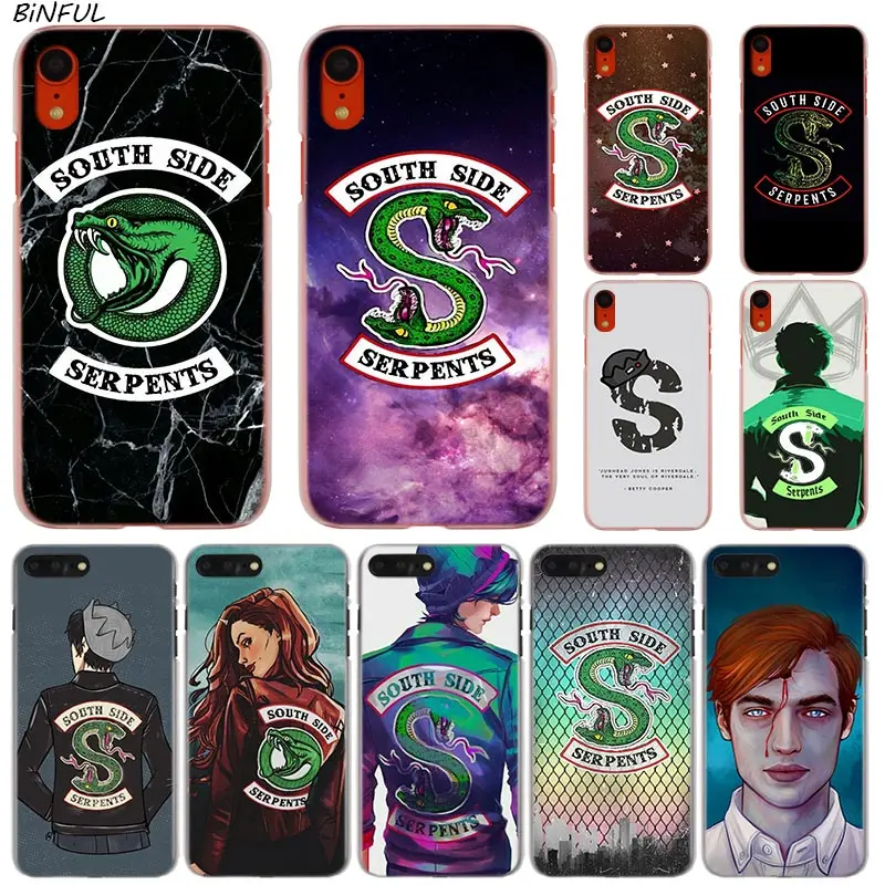 Чехол для телефона Binful Riverdale South Side Serpents с прозрачной жесткой оболочкой для iPhone X XS Max XR 8 7 6 6s Plus 5 SE 5C 4 4S.