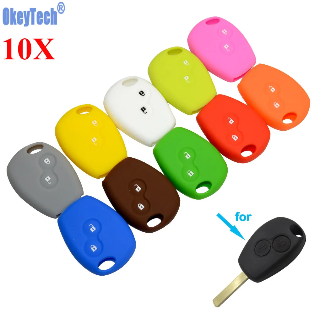 

OkeyTech 10PCS/LOT Silicone Car Remote Key Case Cover for Renault 2 Buttons Kangoo DACIA Scenic Megane Sandero Twingo Modus