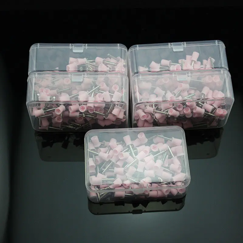 

300 Pcs Dental Latch Flat Polisher Rubber Polishing Prophy Cup Bowl Brushes 4 Webbed Color Pink