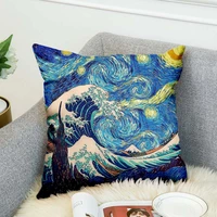 japanese famous paintings the great wave high grade decorative pillow case car home sofa cushion cover 3d digital print style 2
