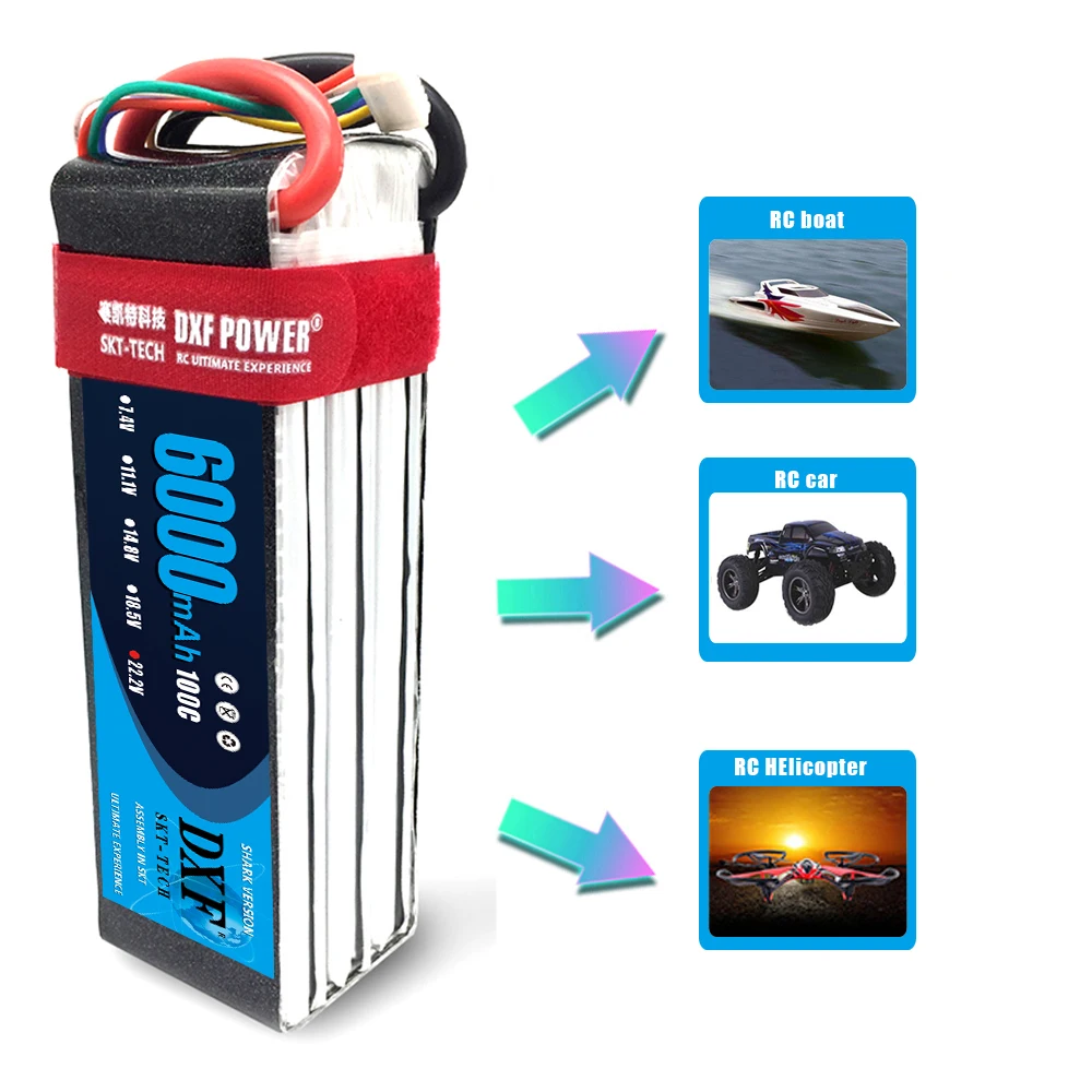 

DXF Graphene 22,2 6000 6S 100C-200C Lipo TRX XT90 EC5 Deans XT60 4WD RC T TRX