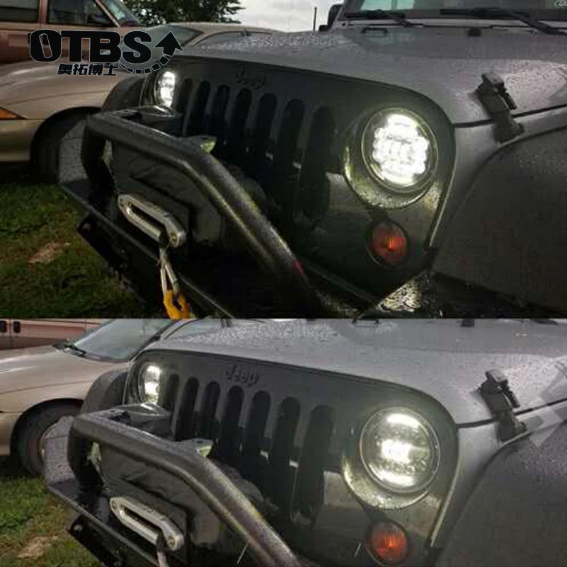 

OTBS 7 Inch 90W Led Headlight Black Round With DRL Turning Signal Light For Jeep Wrangler JK CJ TJ Hummer H1 H2 Car Led Headlamp