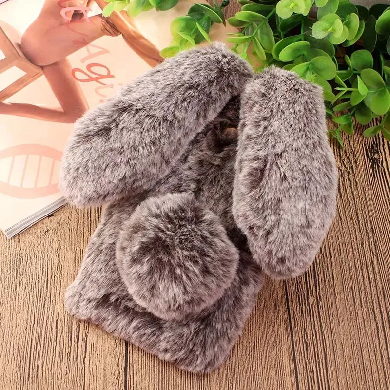 Новый милый Блестящий теплый мягкий чехол для мобильного телефона с кроличьими