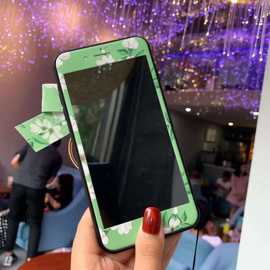 Only Glass film Для iPhone XS Max 3D цветок задняя крышка+ пленка для экрана из закаленного стекла для iPhone X XR 7 8 6s Plus чехол бант Подвеска+ ремни - Цвет: Only Glass film