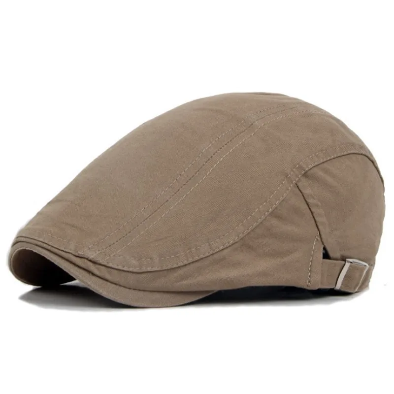 SILOQIN Summer Trendy Men's Korean Cotton Beret Adjustable Solid Color Forward Cap British Style Outdoor Travel Riding Sunhat |