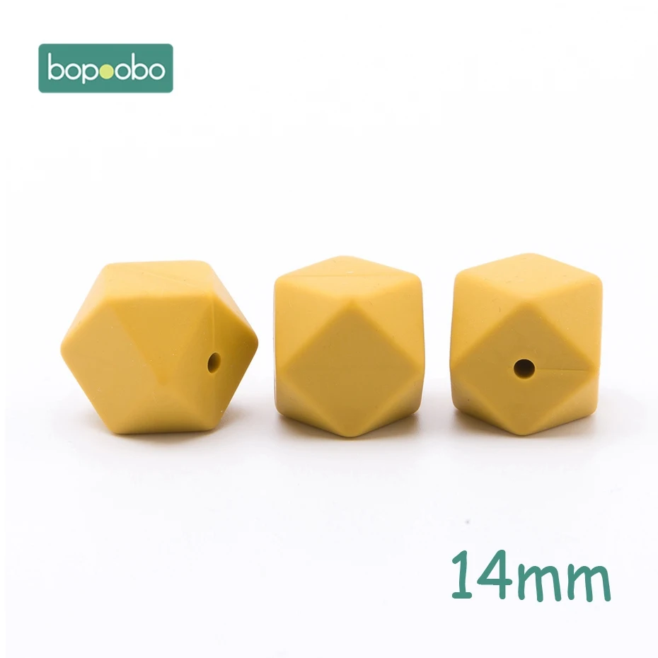 14mm Mustard Bopoobo 5 шт. 14 мм Силиконовые шестигранные шарики силиконовые Детские Прорезыватели 17 мм силиконовые бусины для ожерелья безопасные игрушки силиконовые крошечные стержни - Цвет: 14mm Mustard