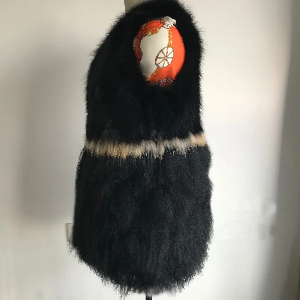 Пляжный шерстяной жилет из монгольской овечьей шерсти Длинная женская зимняя