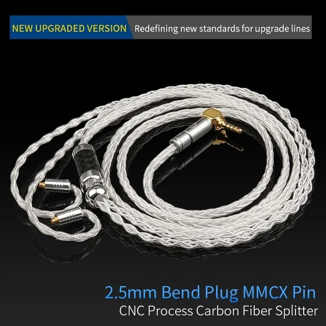2.5mm Elbow MMCX 2,5 мм 3,5 мм кабель для наушников DIY 8 Core с серебряным-медная проволока с покрытием для кабель MMCX 0,78 2pin разъем для наушников Hifi наушники провода аудио адаптер - Цвет: 2.5mm Elbow MMCX