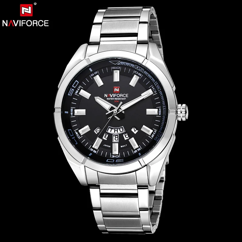 SB Naviforce бренд Для мужчин Часы роскошный Спорт Кварц 30 м Водонепроницаемый Часы Для Мужчин's Нержавеющая сталь Авто Дата Наручные часы Relojes 9038 - Цвет: SB