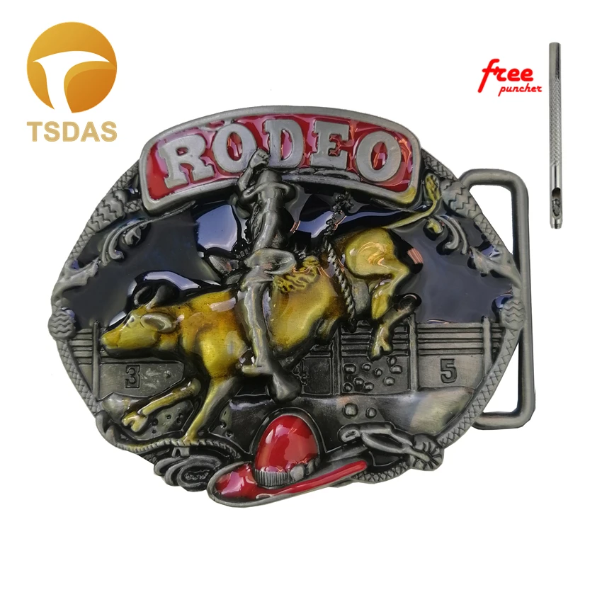 Rodeo Bull ковбойская металлическая пряжка для ремня цветная пряжка для ремня с ремнем Прямая поставка