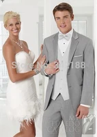 new custom made groom tuxedos light grey notch satin lapel best man groomsman men weddingprom suits bridegroom jacketpants