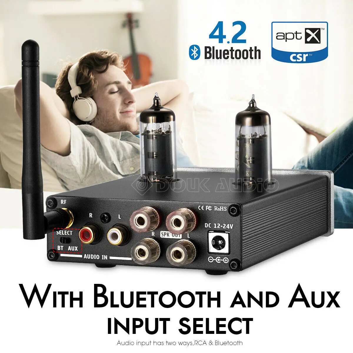 Nobsound HiFi мини TPA3116D2 гибридная трубка, усилитель мощности стерео усилитель для наушников Bluetooth 4,2 приемник 50 Вт* 2