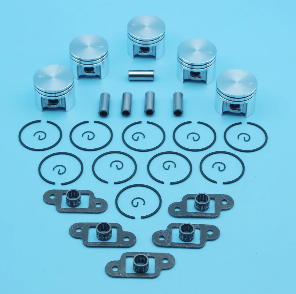 5 x поршневых колец 10 мм Pin Kit w/подшипники и прокладка глушителя подходят Stihl 018 MS180 MS