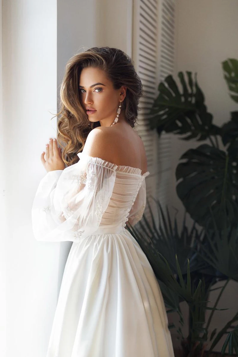 LORIE Boho Свадебное платье цвета слоновой кости A-Line платья для невесты аппликация с