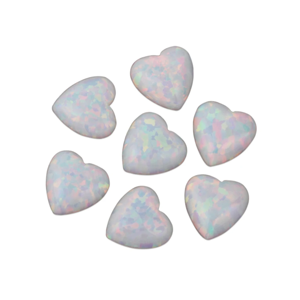 Free Shipping 5*5mm 50pcs/lot OP17 White Color Heart Cabochon Synthetic Fire Opal Stone | Украшения и аксессуары