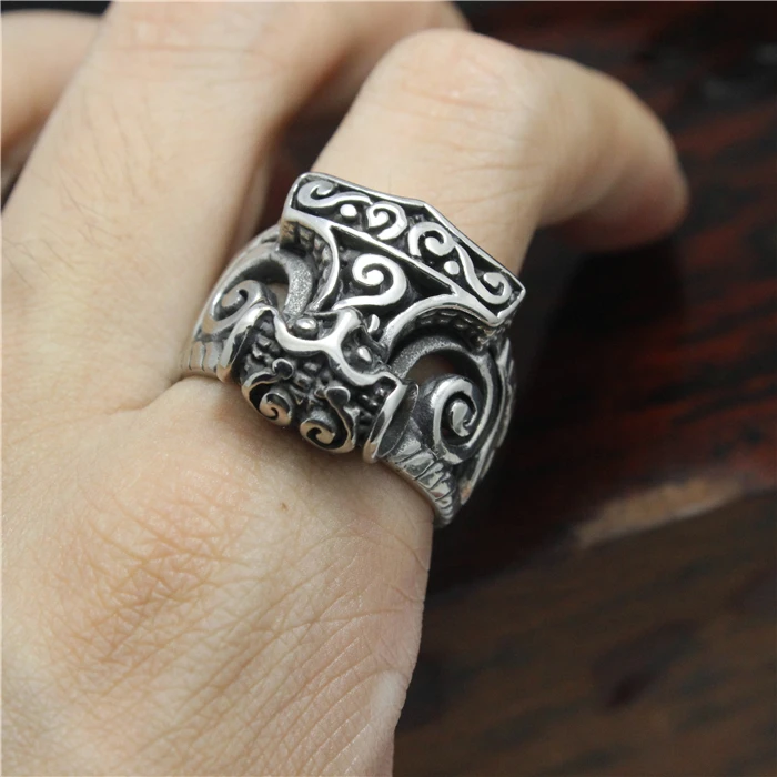 Топ Продаж Мужские 316L Нержавеющая сталь Черный Тор молоток кольцо|ring gemstone|steel