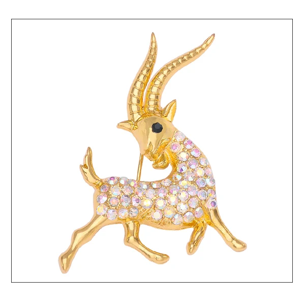 Поддельные золотые ювелирные изделия Белый Кристалл Брошь для одежды панк