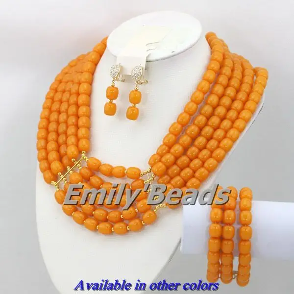 Набор ювелирных изделий из бисера 5 слоев оранжевый/розовый|coral beads jewelry set|beaded