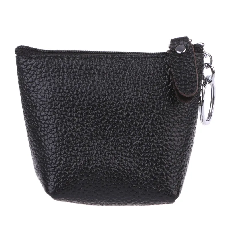 Fashion Coin Purses Women Men Leather Coin Purse Card Holder Wallet Keyring Zipper Small Change Bag