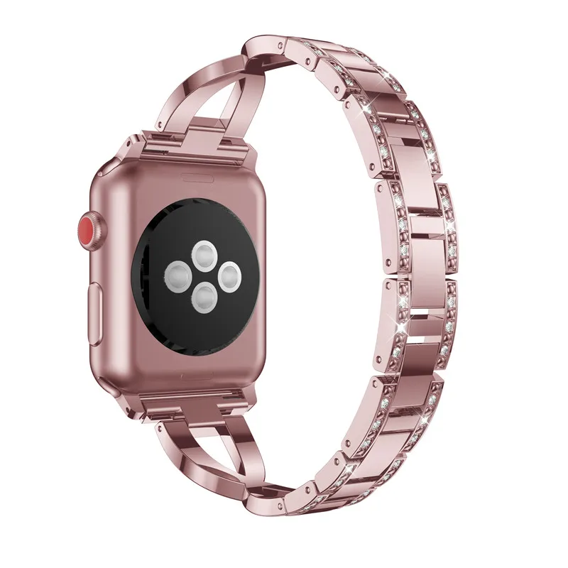 Браслет из нержавеющей стали с бриллиантами для Apple Watch band 4 40/44 мм Женский браслет