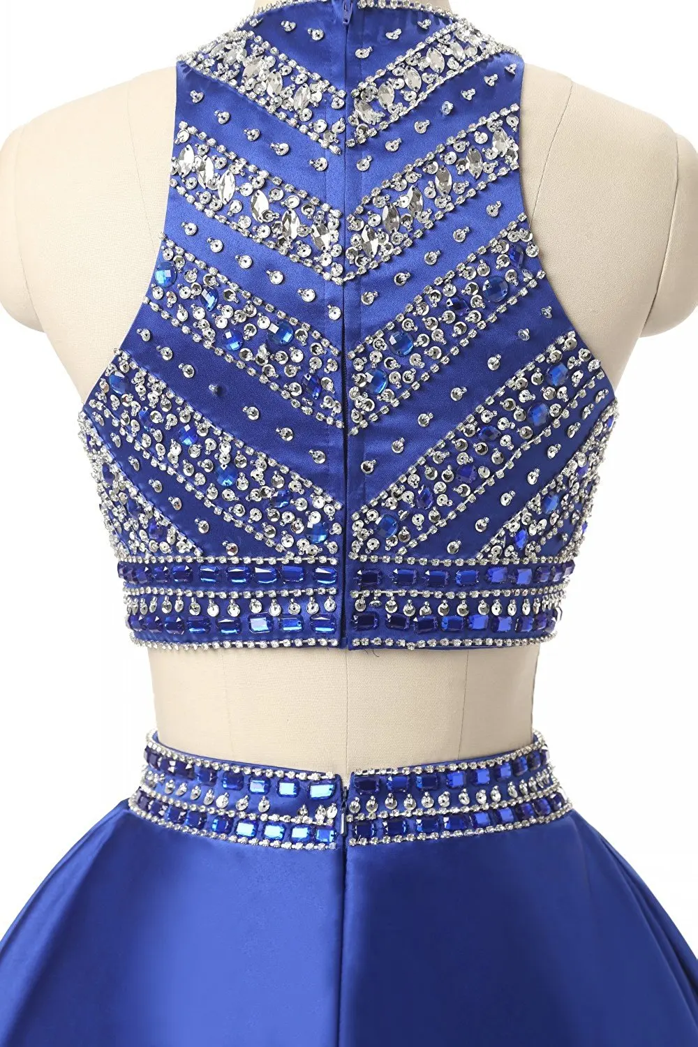 Короткие платья для выпускного вечера из двух предметов Атласный топ с бисером и