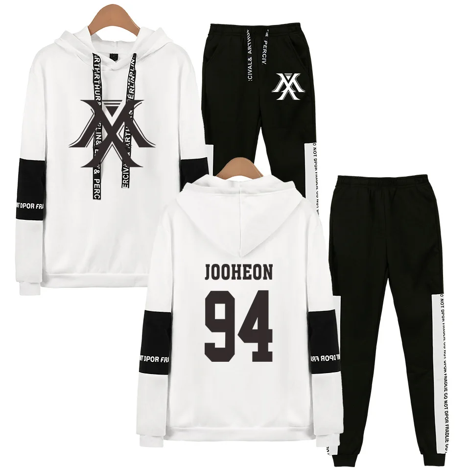 White 94 JOOHEON Kpop MONSTA X Fans толстовка с капюшоном спортивные костюмы для женщин и мужчин Kpop Wonho YOOKIHYUN I.M Jooheon комплект из двух предметов - Цвет: White 94 JOOHEON
