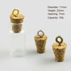 50x1 мл Мини Стеклянная бутылка с металлическим крючком для глаз, 1 куб. См, пустая стеклянная фотография, маленькая стеклянная бутылка