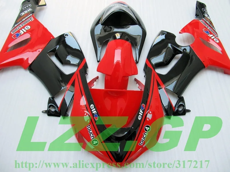 

Injection Red black fairing kit FOR KAWASAKI NINJA ZX 6R 636 05 06 ZX-6R 05-06 ZX6R 2005 2006 ZX 6R 05 06 ABS fairings AN2YY