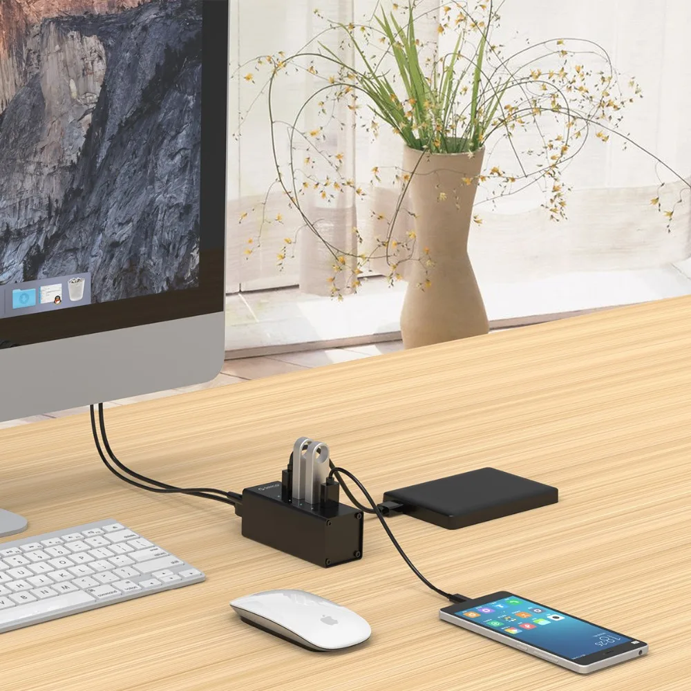 ORICO концентратор USB алюминиевый 4 порта USB3.0 концентратор с 12V питания 5 Гбит/с ноутбук концентратор для Windows/Mac/Linux-черный